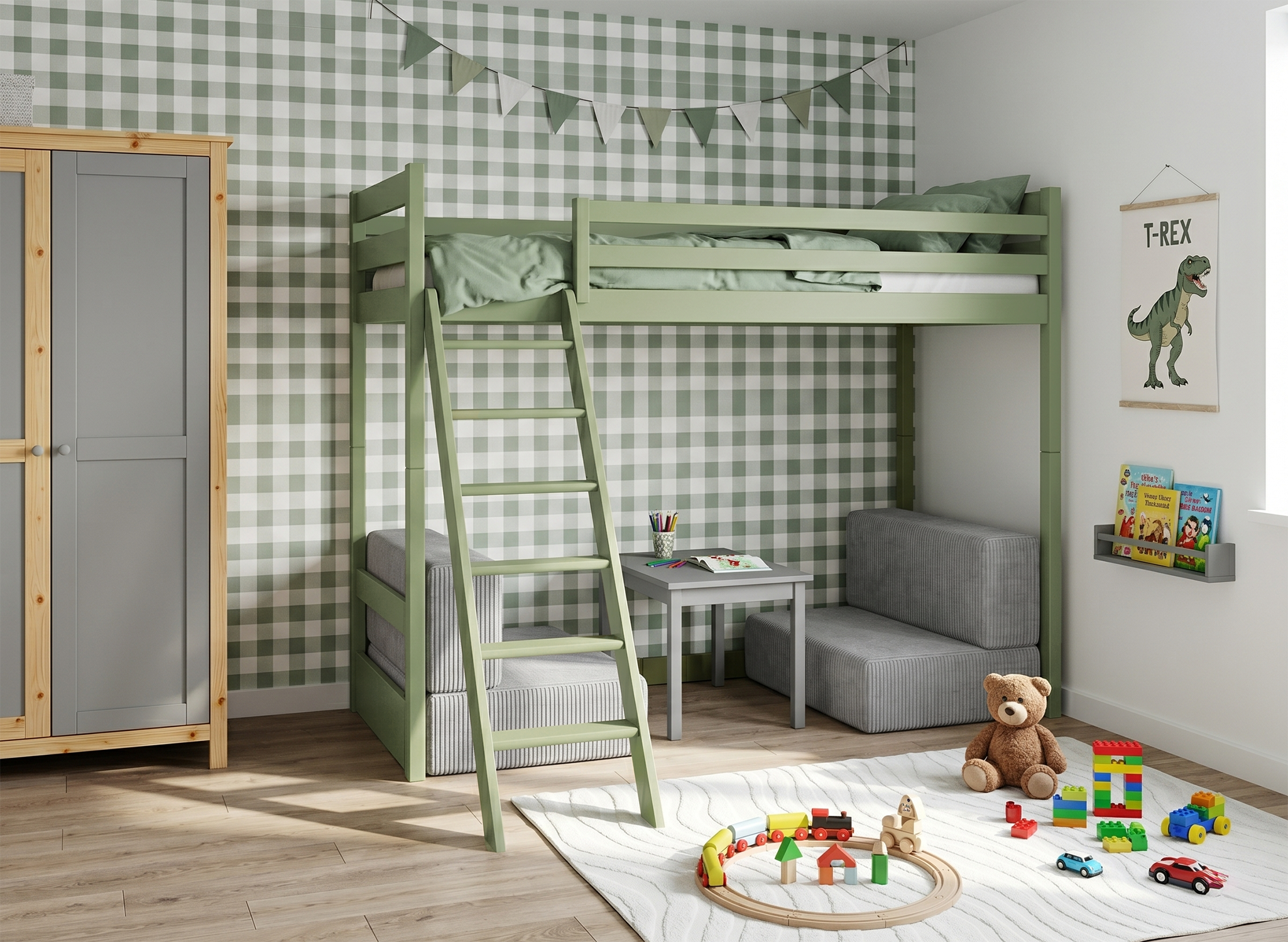 Lit mezzanine SOFENA avec canapé modulable – Lano Meble